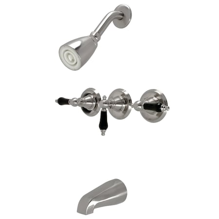 ThreeHandle Tub And Shower Faucet, Brushed Nickel